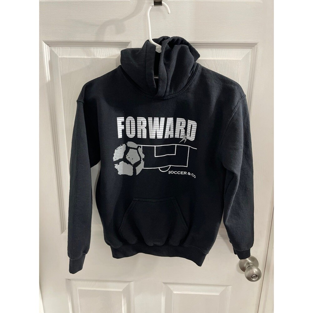 Gildan “Forward Soccer & Co” Sweatshirt Hoodie Black Size L Youth